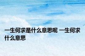 一生何求是什么意思呢 一生何求什么意思 