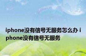 iphone没有信号无服务怎么办 iphone没有信号无服务