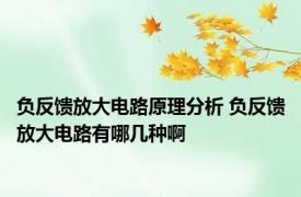 负反馈放大电路原理分析 负反馈放大电路有哪几种啊