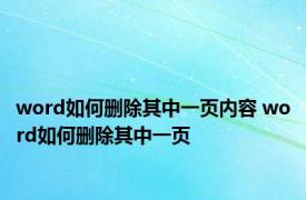 word如何删除其中一页内容 word如何删除其中一页