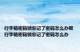 行李箱密码锁忘记了密码怎么办呢 行李箱密码锁忘记了密码怎么办