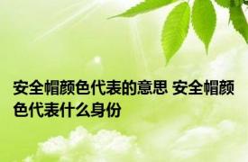 安全帽颜色代表的意思 安全帽颜色代表什么身份