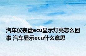 汽车仪表盘ecu显示灯亮怎么回事 汽车显示ecu什么意思