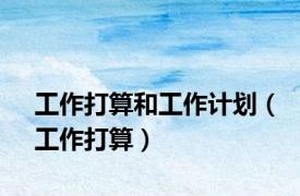 工作打算和工作计划（工作打算）