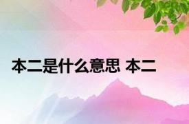 本二是什么意思 本二 