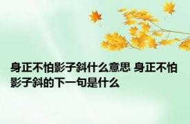 身正不怕影子斜什么意思 身正不怕影子斜的下一句是什么