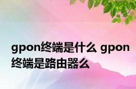 gpon终端是什么 gpon终端是路由器么