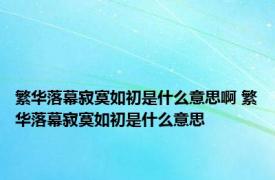 繁华落幕寂寞如初是什么意思啊 繁华落幕寂寞如初是什么意思