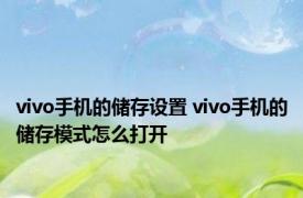 vivo手机的储存设置 vivo手机的储存模式怎么打开