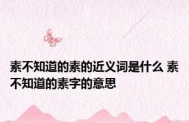 素不知道的素的近义词是什么 素不知道的素字的意思