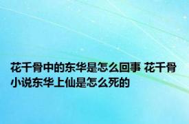 花千骨中的东华是怎么回事 花千骨小说东华上仙是怎么死的