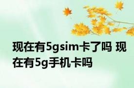 现在有5gsim卡了吗 现在有5g手机卡吗