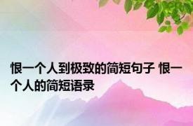 恨一个人到极致的简短句子 恨一个人的简短语录