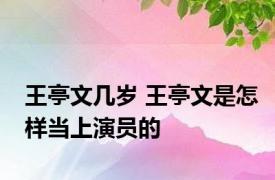 王亭文几岁 王亭文是怎样当上演员的