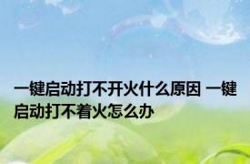 一键启动打不开火什么原因 一键启动打不着火怎么办