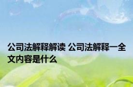 公司法解释解读 公司法解释一全文内容是什么