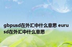 gbpusd在外汇中什么意思 eurusd在外汇中什么意思