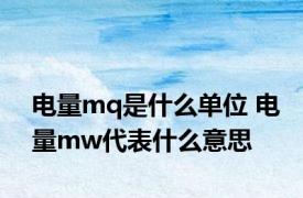 电量mq是什么单位 电量mw代表什么意思