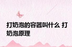 打奶泡的容器叫什么 打奶泡原理