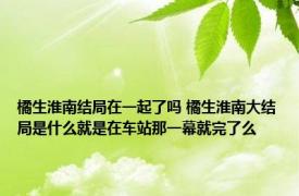 橘生淮南结局在一起了吗 橘生淮南大结局是什么就是在车站那一幕就完了么