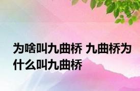 为啥叫九曲桥 九曲桥为什么叫九曲桥