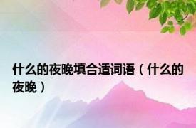 什么的夜晚填合适词语（什么的夜晚）