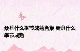 桑葚什么季节成熟合集 桑葚什么季节成熟