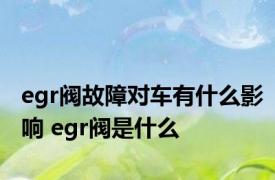 egr阀故障对车有什么影响 egr阀是什么