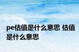 pe估值是什么意思 估值是什么意思