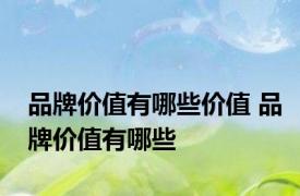 品牌价值有哪些价值 品牌价值有哪些