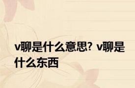 v聊是什么意思? v聊是什么东西