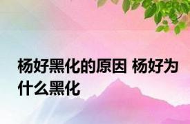 杨好黑化的原因 杨好为什么黑化