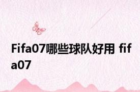 Fifa07哪些球队好用 fifa07 