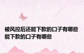 被风控后还能下款的口子有哪些 能下款的口子有哪些