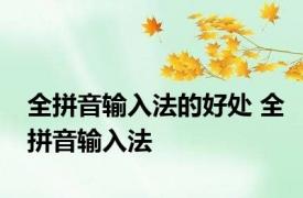全拼音输入法的好处 全拼音输入法 