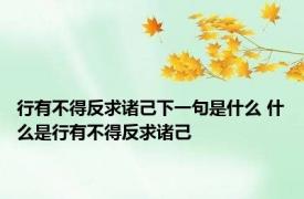 行有不得反求诸己下一句是什么 什么是行有不得反求诸己