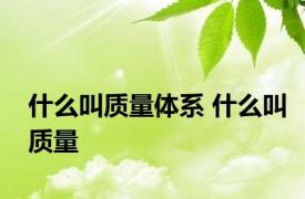 什么叫质量体系 什么叫质量