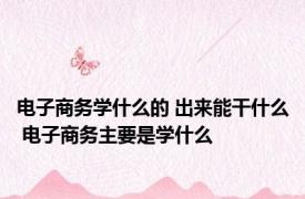 电子商务学什么的 出来能干什么 电子商务主要是学什么