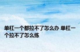 单杠一个都拉不了怎么办 单杠一个拉不了怎么练