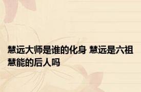 慧远大师是谁的化身 慧远是六祖慧能的后人吗