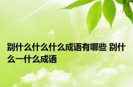 别什么什么什么成语有哪些 别什么一什么成语