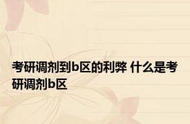 考研调剂到b区的利弊 什么是考研调剂b区