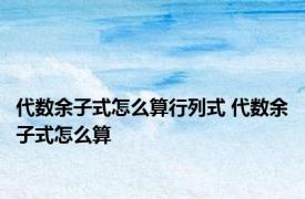 代数余子式怎么算行列式 代数余子式怎么算