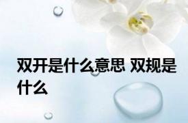 双开是什么意思 双规是什么