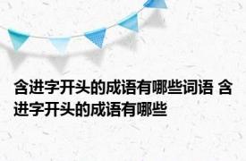 含进字开头的成语有哪些词语 含进字开头的成语有哪些