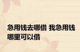 急用钱去哪借 我急用钱哪里可以借