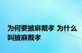 为何要披麻戴孝 为什么叫披麻戴孝