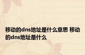 移动的dns地址是什么意思 移动的dns地址是什么