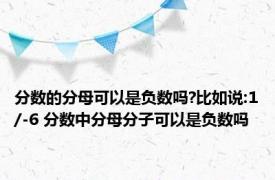 分数的分母可以是负数吗?比如说:1/-6 分数中分母分子可以是负数吗
