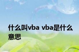 什么叫vba vba是什么意思